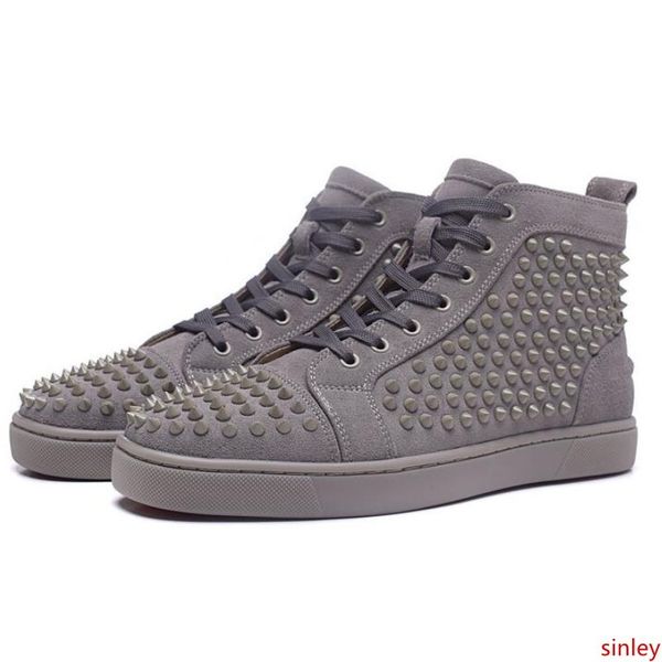 

exclusive winter sell mens gray with spikes casual shoes, womens high flat sneakers sports shoes size 36-45