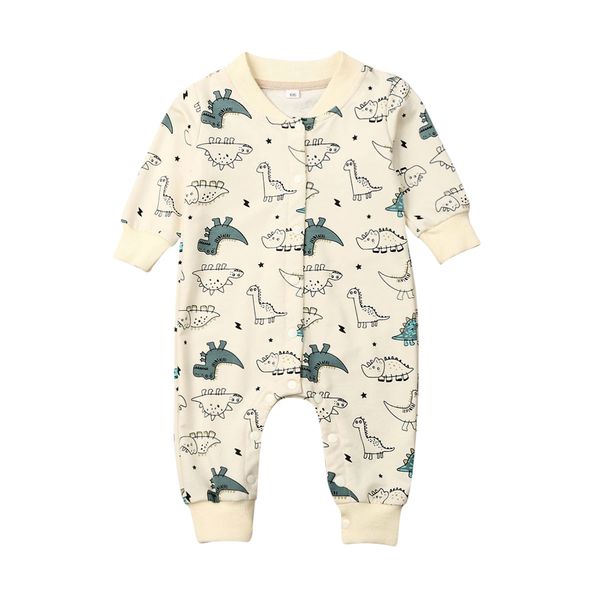 

autumn casual cartoon print rompers infant baby boy girl warm clothes long sleeve dinosaur romper jumpsuit cotton lovely outfit, Blue