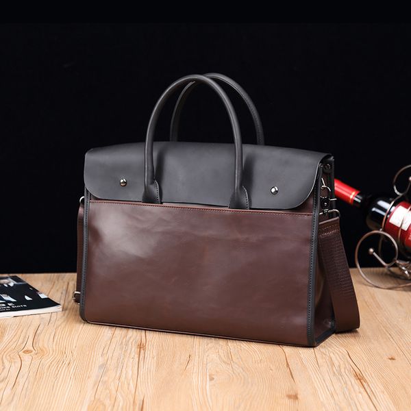 

briefcase men bag lappu leather waterproof business work brown shoulder messenger bag for man office vintage fashion casual
