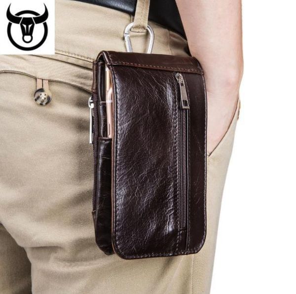 

european and american retro men's leather multifunctional wear belt waist bag head layer cowhide multifunctional hook leather men