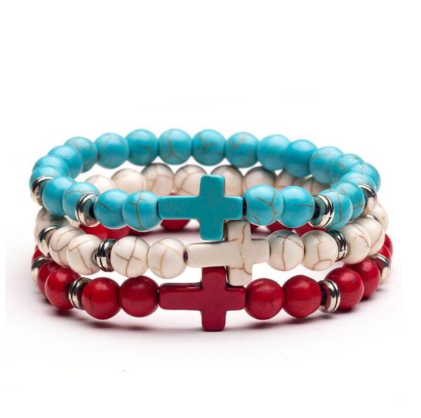 

3 стилей 8 мм черный лава камень бирюзовый браслет из бисера крест эфирное масло диффузор браслет для женщин мужчин ювелирные изделия, Black