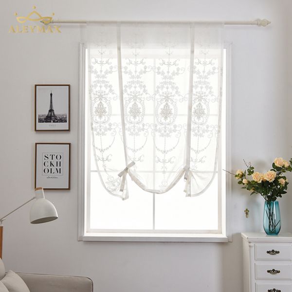 

aleymax european embroider roman curtain tulle yarn kitchen living room bay window curtain decorative curtains for home