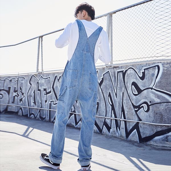 

size cargo leg huge overalls denim men large bib jumpsuits 50 baggy wide jean hip-hop fashion romperstrousers cowboy straight xxcvf, Black
