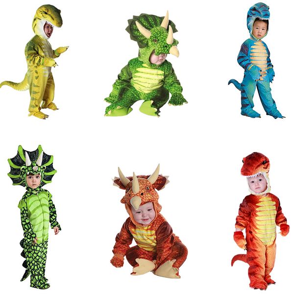 

2019 new tricera costume boys kids little t-rex costume cosplay dinosaur jumpsuit halloween cosplay christmas drees for kids, Black;red