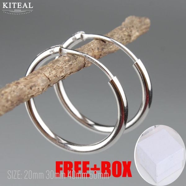 

round hoop earrings genuine 100% real 925 sterling silver 20mm 30mm 40mm 50mm for men women trendy circle earrings 2mm thick, Golden;silver