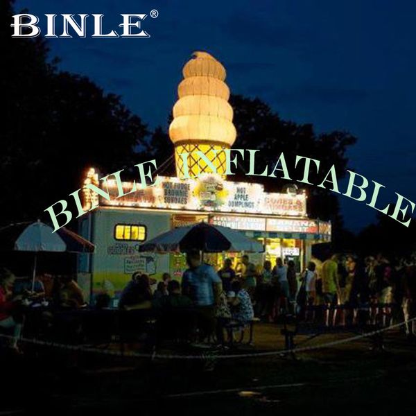 

outdoor advertising giant inflatable ice cream cone with led lights,ice cream balloon for roof decoration