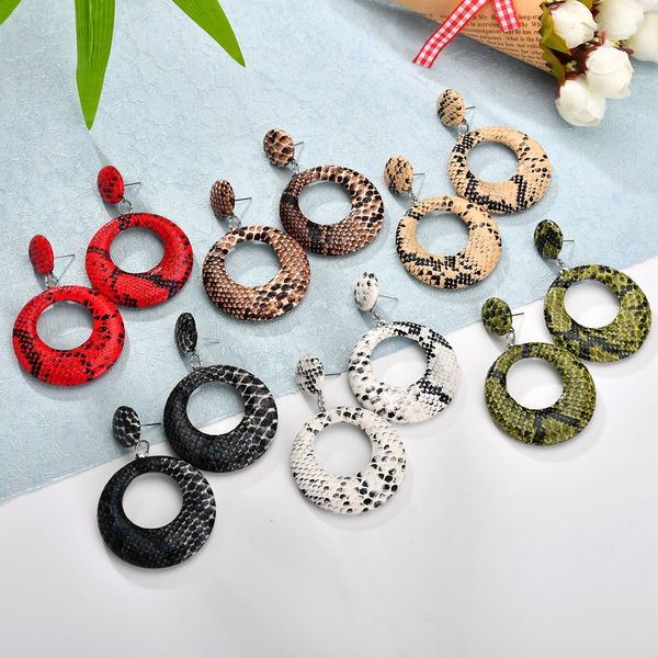 

uam 2019 new big round drop earrings for women punk vintage oversize statement earrings snake skin party jewelry oorbellen, Silver