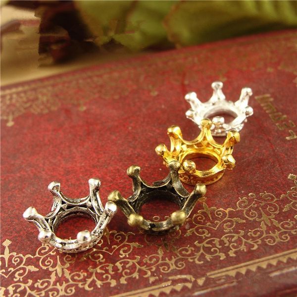 

basehome 50pcs/lot retro vintage crown charms european style charm metal jewelry findings for bracelet necklace diy, Bronze;silver