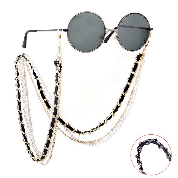 

white pearl sunglasses chain women lanyard with strap eye glasses accessories for lady (only chain no glasses) dropshipping, Silver