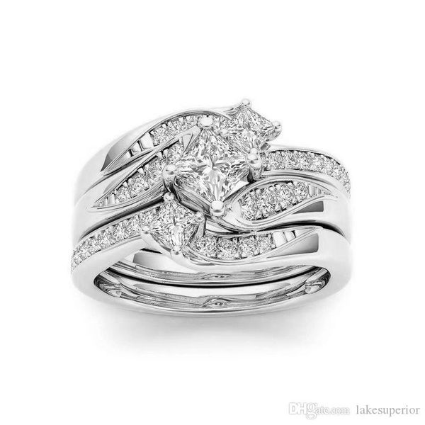 

женщины циркон палец кольцо набор для венчания обручальное высокого качества свадебные кольца подарок для любви размер 5 6 7 8 9 10 11, Slivery;golden