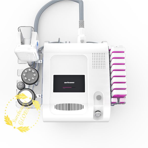 

surebeauty 5 in 1 multifunction cooling vacuum ultrasound cavitaiton + rf radio frequency+cooling cold weight loss+led beauty machine, Black;white