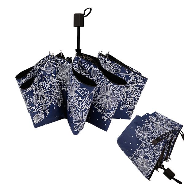 

sketch flower women's umbrella sunny&rainy men umbrella ladies parasol for women sun 3 folding male parapluie paraguas