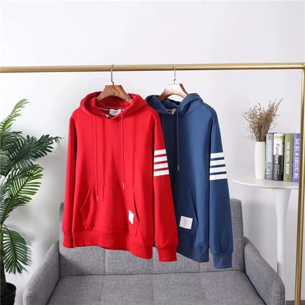 

19fw new luxurious brands design thom tb browne red blue hoodies coat men women outdoor streetwear sweatshirt jackets, Blue;black