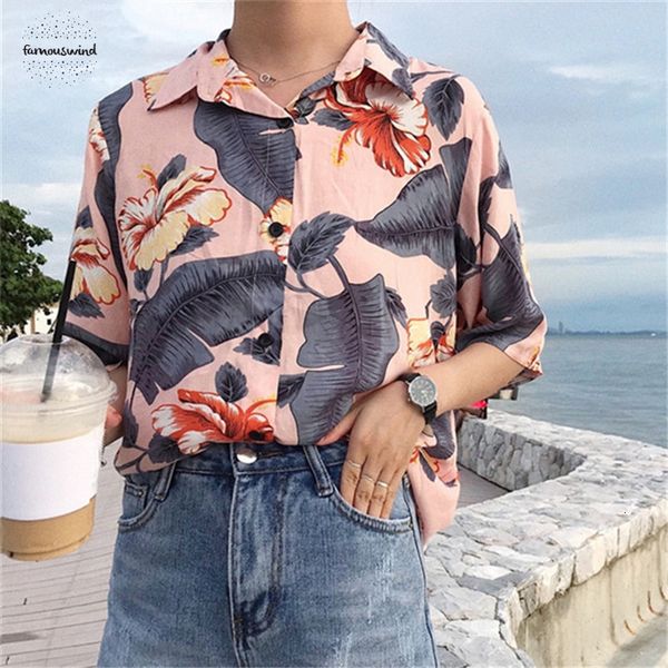 

печать блуза мода лето топы цветок 2019 bohemian рубашки с коротким рукавом повседневная корейский blusas 75001 drop shipping, White