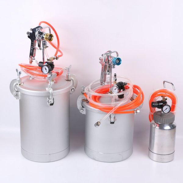 

10l paint tank with high pressure spray gun paint tank with regulator and ring-pull safety calve 12' of air and fluid hoses