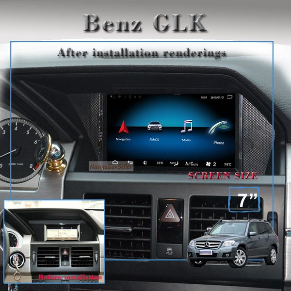 Android 100 Araba DVD Oynatıcı GPS Navigasyon Mercedes-Benz GLK 2008-2012 Mutimediea Stereo Radyo Bluetooth USB Suppport Dab İsteğe Bağlı