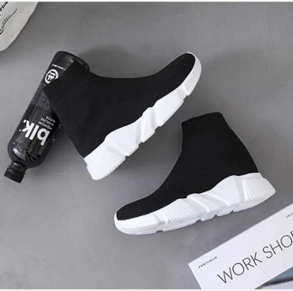 

new fashion quality knit socks shoes speed trainer high race runnersmens womens sneakers black white slip-on triple s casual shoes