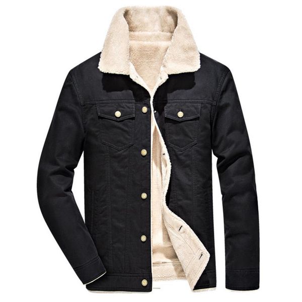 

autumn and winter men's cotton jacket casual warm solid color plus velvet jacket large size coat, Black;brown
