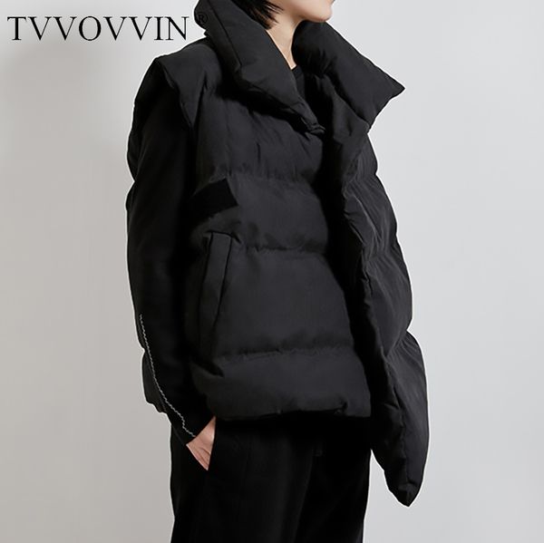 

women black asymmetrical big size cotton-padded loose fit vest new lapel sleeveless fashion tide spring autumn 2020 1n320, Black;white