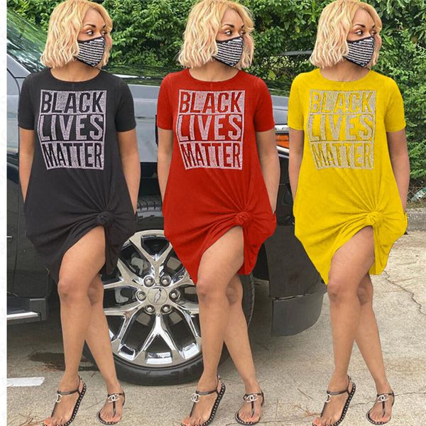 

designer letters t shirt dress black lives matter loose tees with packet fashion tshirt oversize summer dresses casual clothes skirts d7210, Black;gray
