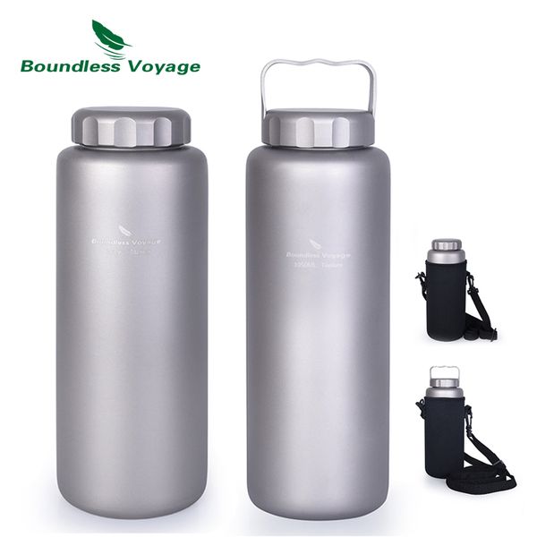 

boundless voyage titanium sports water bottle outdoor camping cycling coffee wide mouth canteen with handle 36oz/1050ml