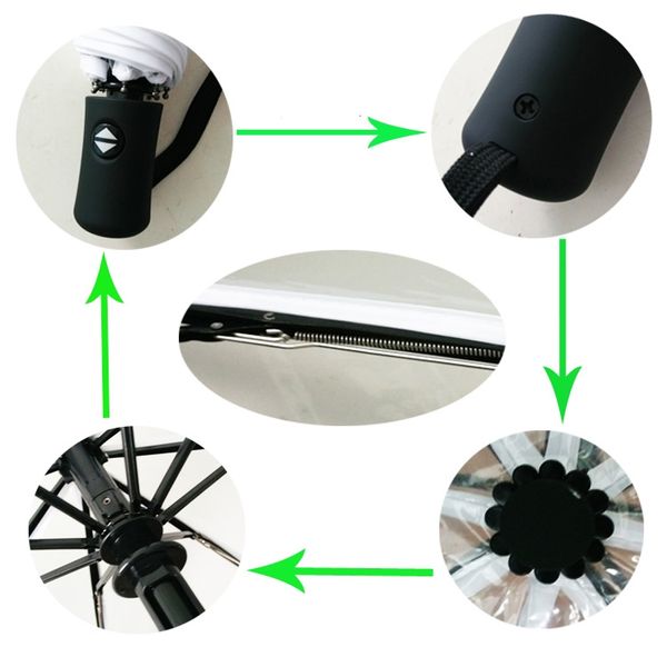 

transparent umbrella automatic rain women men sun auto compact folding windproof style clear umbrella