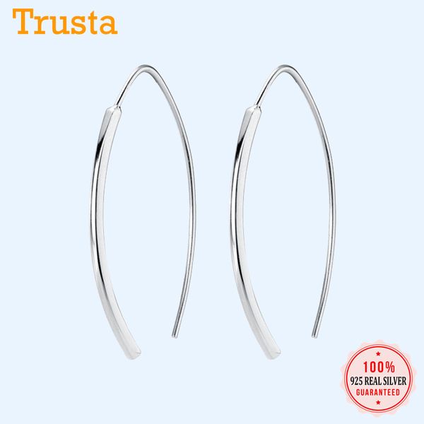 

trustdavis genuine 925 sterling silver smooth stick moon hoop earring for women fashion silver 925 jewelry gift wholesale da401, Golden