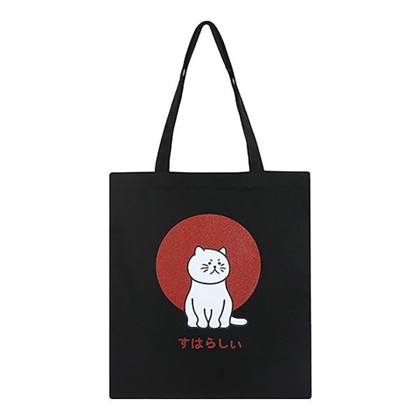 

tote bag fashion women canvas printing cute cat shoulder bags large capacity shopping bag sac main femme shopper bags