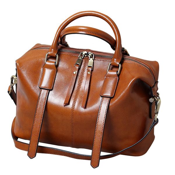 

quality women large bag ladies oil wax split leather shoulder bags women handbags fashion boston big tote female messenger bag