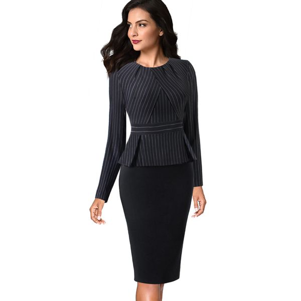 

vfemage womens vintage elegant pleated neck ruffle peplum zipper wear to work office business vestidos bodycon sheath dress 1515, Black;gray
