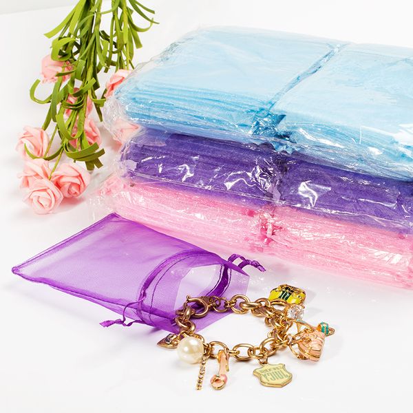 

50pcs/bag 9*12cm jewelry packaging drawable organza bags,wedding party gift bags & pouches,white jewelry packing bags 5z