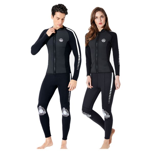 

men women split wetsuit 2 mm neoprene jackets and pants skins diving suit surfing snorkeling warm full body swimsuit for lovers