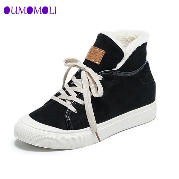 

snow boots woman shoes winter genuine leather ankle boots for women 2019 winter women shoes fur high sneakers leather j308, Black
