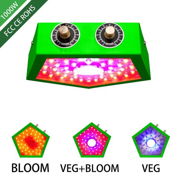 

double chip 1000w, led growth light full spectrum, green, suitable for vegetable/flower hydroponic cultivation, eu au, us, uk socket