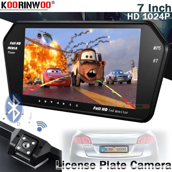 

koorinwoo hd 1024p car monitor mirror screen for sony ccd with car rearview camaera rear 7 inch media bluetooth calling phone usb sd music