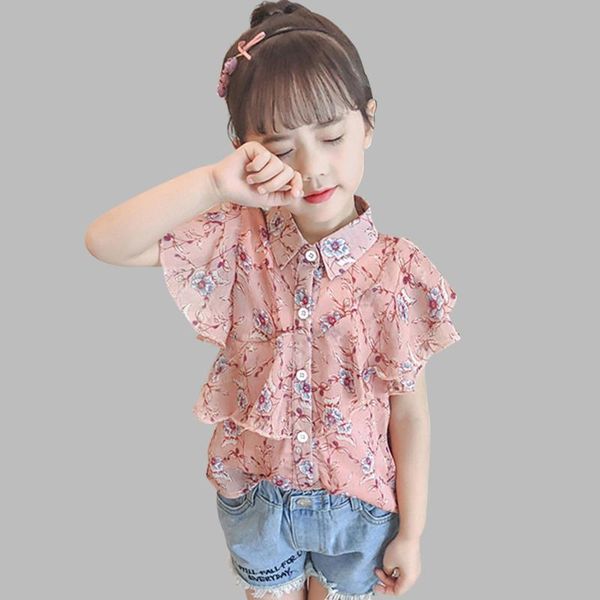 

blouses for girls floral girls' shirts turn down collar children's shirt for girls single breasted clothes school, White;black