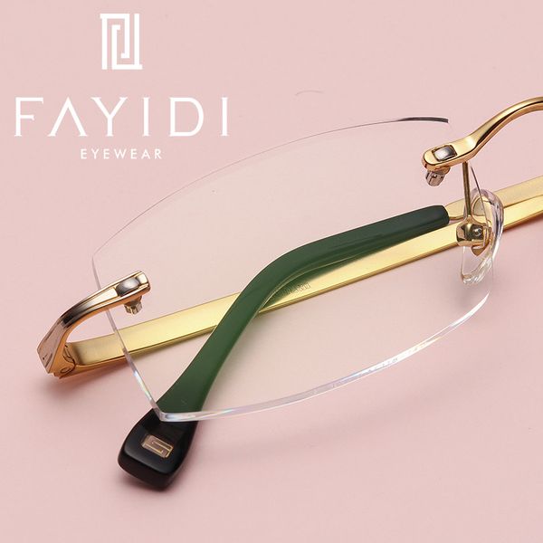 

metal women rimless glasses frame optical transparent clear lens computer prescription spectatcle frame #f108, Black