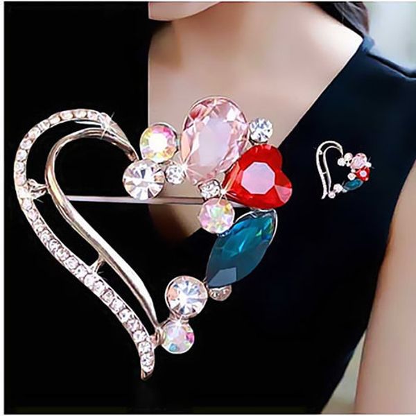 

high archives golden love brooch colour drip crystal heart shaped brooch lead needle silk scarf buckle originality gift, Gray