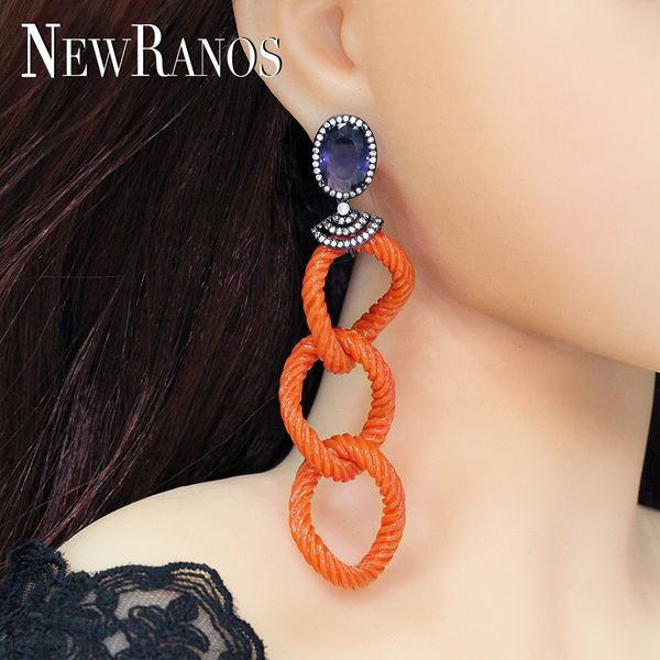 

newranos bohemia drop earrings purple natural crystal dangle earrings circle women earrings for women fashion jewelry efx0021244, Silver