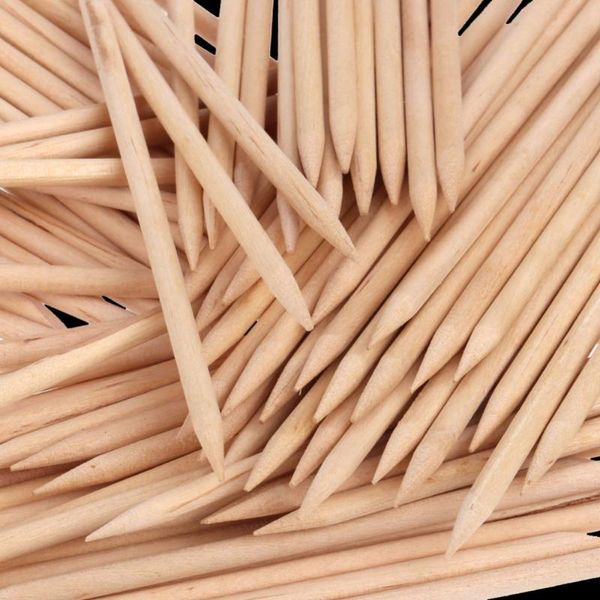 100 pezzi bastoncini di legno per unghie spingipelle per unghie bastone bidirezionale in legno arancione per unghie pusher rimozione smalto manicure strumenti per la cura delle unghie