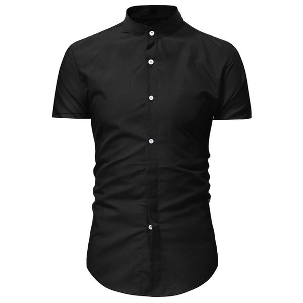 

мужская твердые повседневная кнопка вниз с коротким рукавом рубашка топ блузка, White;black