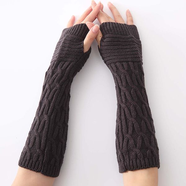 

autumn winter women warmth knitted arm fingerless gloves long stretchy mittens men women winter hand arm warm female gloves, Blue;gray