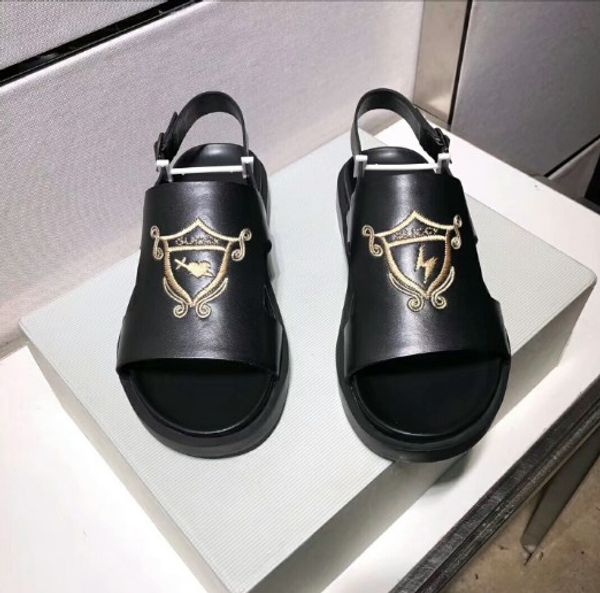 

men patent leather slippers designer slipper muler flats beach outside sandals slides, Black