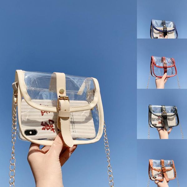 

pvc transparent clear woman crossbody shoulder messenger bags jelly small chain transparent pvc women messenger clutch bag