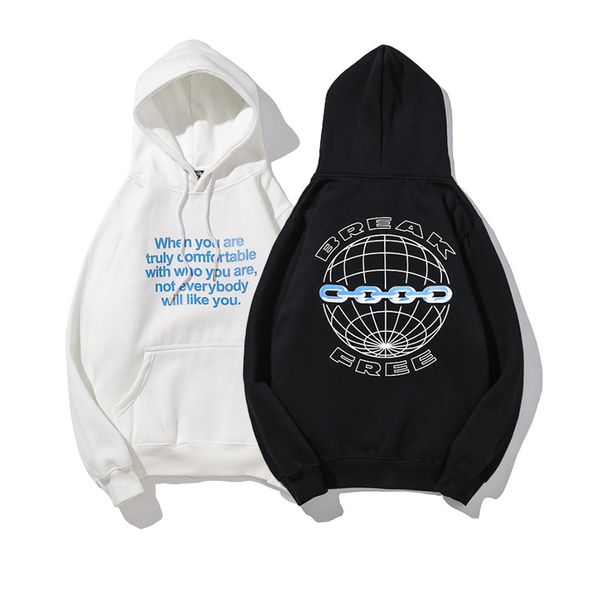 

women men designer fashion hoodies 2019 trend solid color long sleeve sweater mens luxury letter printing with big pocket hoodies asian size, Black