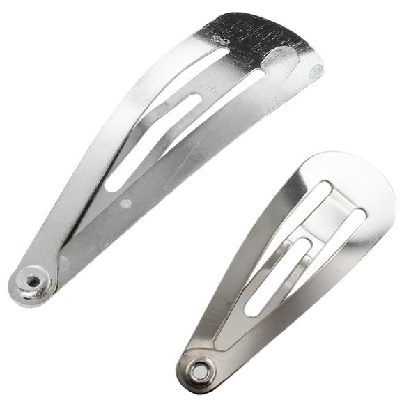 

100pcs silver tone snap hair clips craft bow - 50pcs 40mm & 50pcs 30 mm, Slivery;white