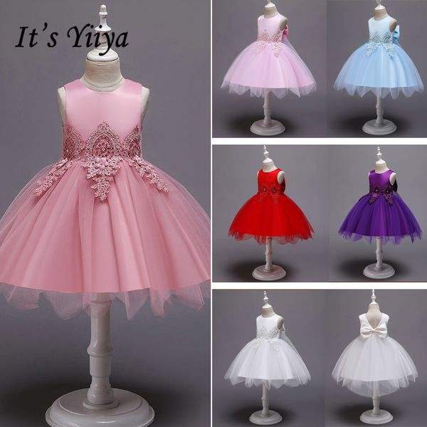 

it's yiiya flower girl dress 2019 flowers o-neck christmas ball gowns elegant big bow first communion dresses for girls 183 t200117, Red;yellow