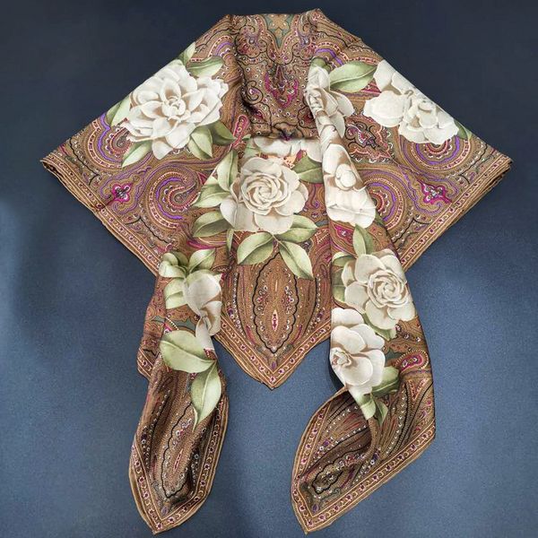 

110 twill 100% silk big square scarf lady shawl, Blue;gray