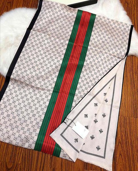 

new designer 100% silk scarf for women brand bee style shawls scarfs pashminas fashion long rings scarves gift 185x65cm a113, Blue;gray