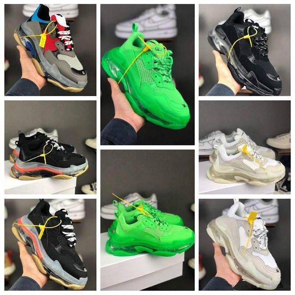 

2019 luxury de igner pari 17fw men 039 balanciaga triple women 039 green ca ual flat hoe breathable ca ual hoe